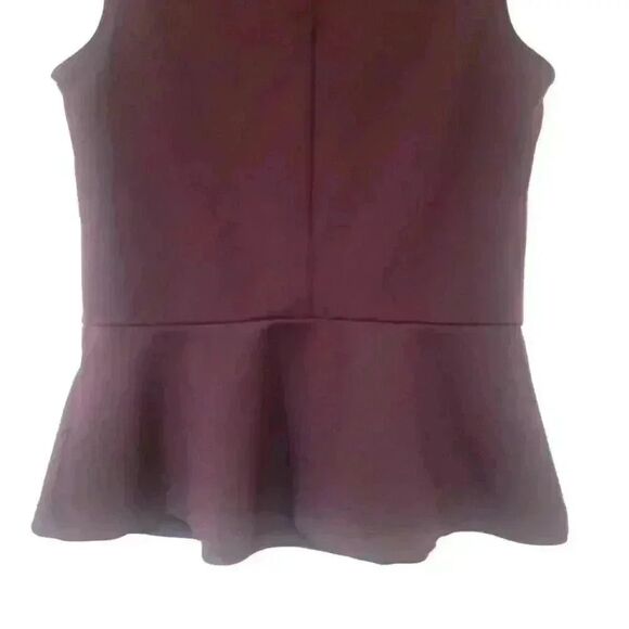 Banana Republic Women's Burgundy Poly/Spandex Sleeveless Peplum Top - Picture 7 of 9